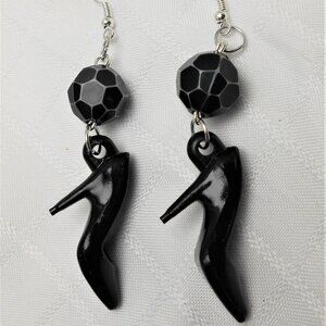 No1241 Handmade earrings with 1 1/2 inches acrylic shoes charms